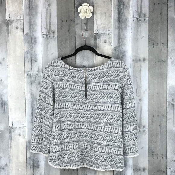 Anthropolgie W5 Blue & White Boho Aztec Top XL EUC - Picture 2 of 8